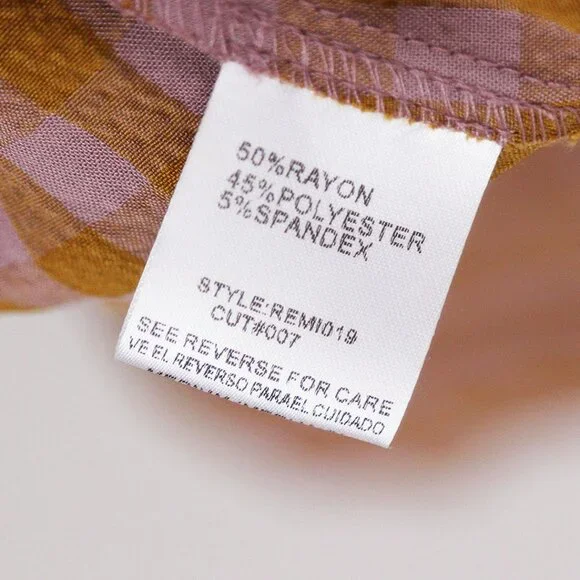 Reminiscence Gingham Plaid Seersucker Puff Short Sleeves Flared Dress Mini Tan - Picture 9 of 13